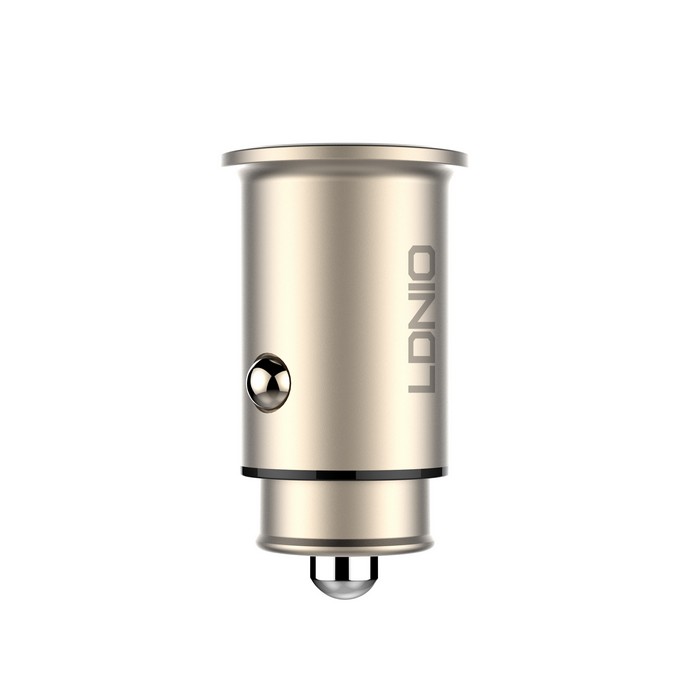 Incarcator auto, LDNIO, USB-A + USB-C, 30w, Metal, Auriu