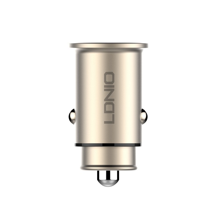 Incarcator auto, LDNIO, USB-A + USB-C, 30w, Lightning, Metal, Auriu