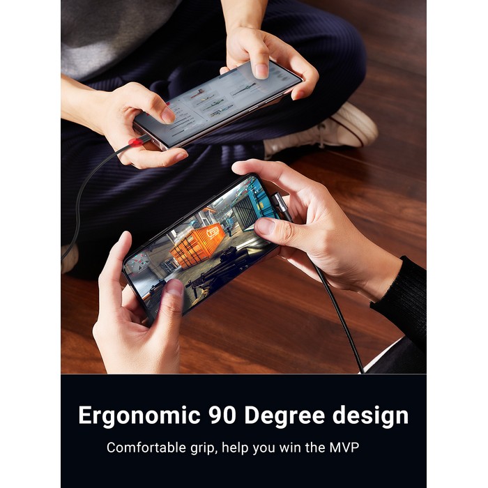 Angled usb cable, UGREEN, USB-A to USB-C, 1m, Aluminum Alloy, Nylon braided, Copper, Black