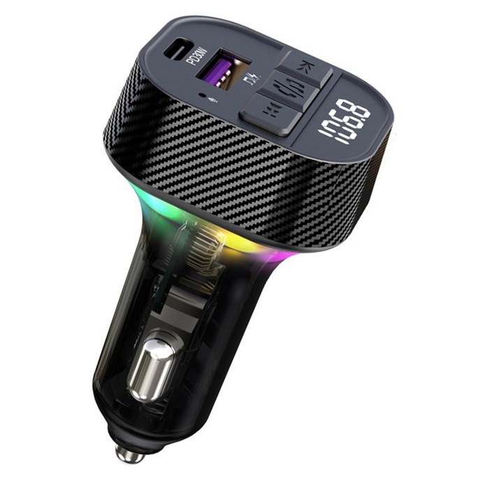 Фм модулятор, HM, Различные Цвета, USB-A + USB-C, Bluetooth 5.3, 30Вт