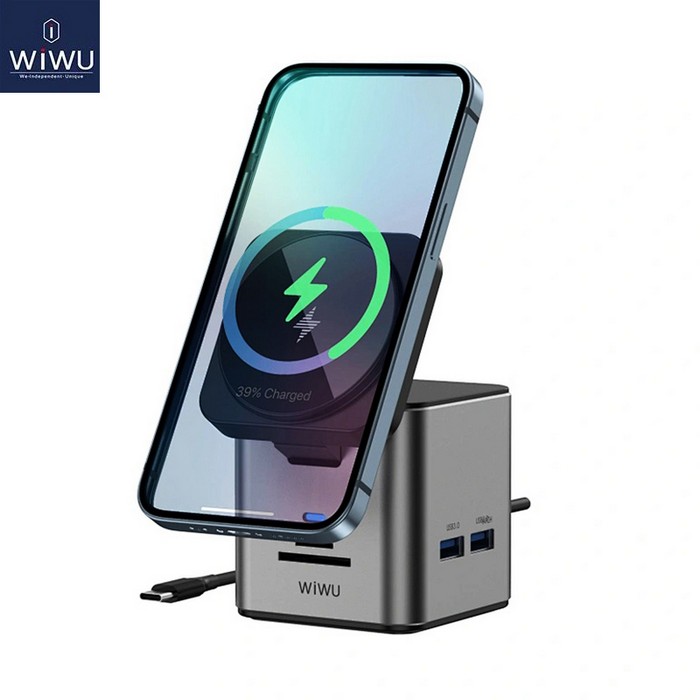 Dock station, WiWU, 15w wireless, HDMI, Gray, Plastic