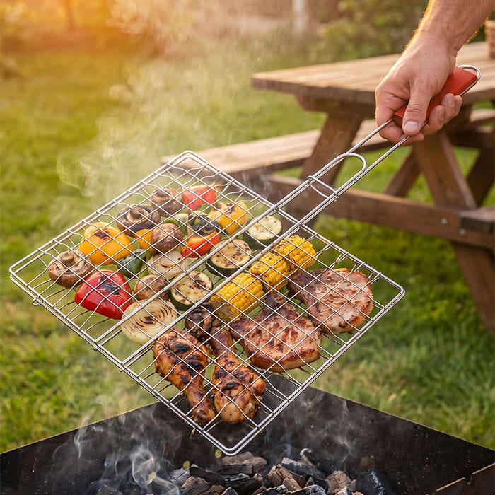 Gril gratar, Maclay, Metal/Chrom, 27cm, 24cm, Plasa grill
