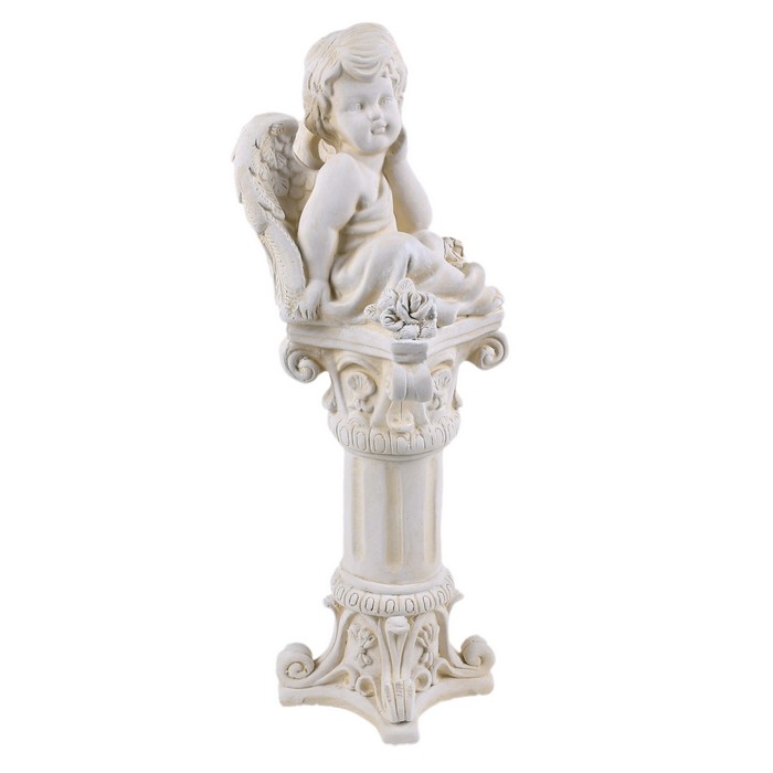 Suvenir inger pe coloana, ORIENS, Gips, Fildes, 52cm