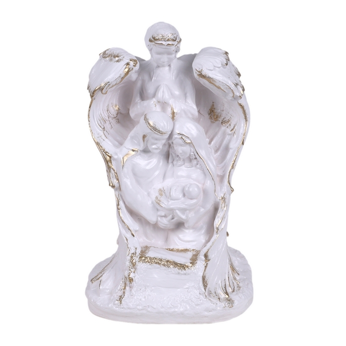Suvenir ingeri familie, ORIENS, Gips, 33cm, Alb/Auriu