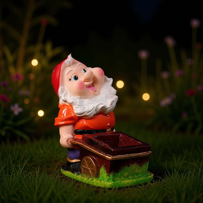 Dwarf figurine with wheelbarrow, ORIENS, Gypsum, 30cm, Multicolour, Glaze, 2kg