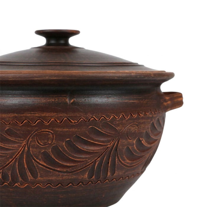 Горшок для печи, ORIENS, Argila, 5 л, Decor, С крышкой, С 2 ручками, Резка, Коричневый