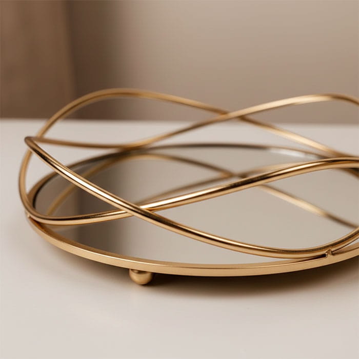 Декоративная тарелка, GLOBAL DECORATION, 35см, Золотистый, 9см, Металл