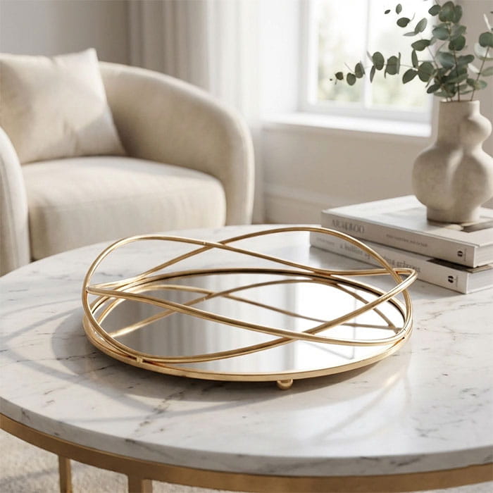 Декоративная тарелка, GLOBAL DECORATION, 35см, Золотистый, 9см, Металл