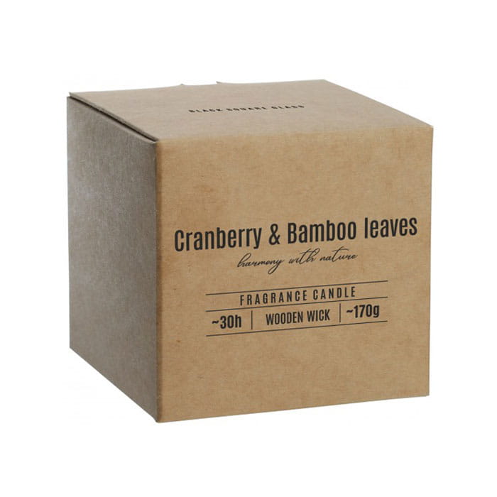 Lumanare parfumata, AURA, Cranberry & Bamboo leaves, 30 ore, 170gr, Parafina