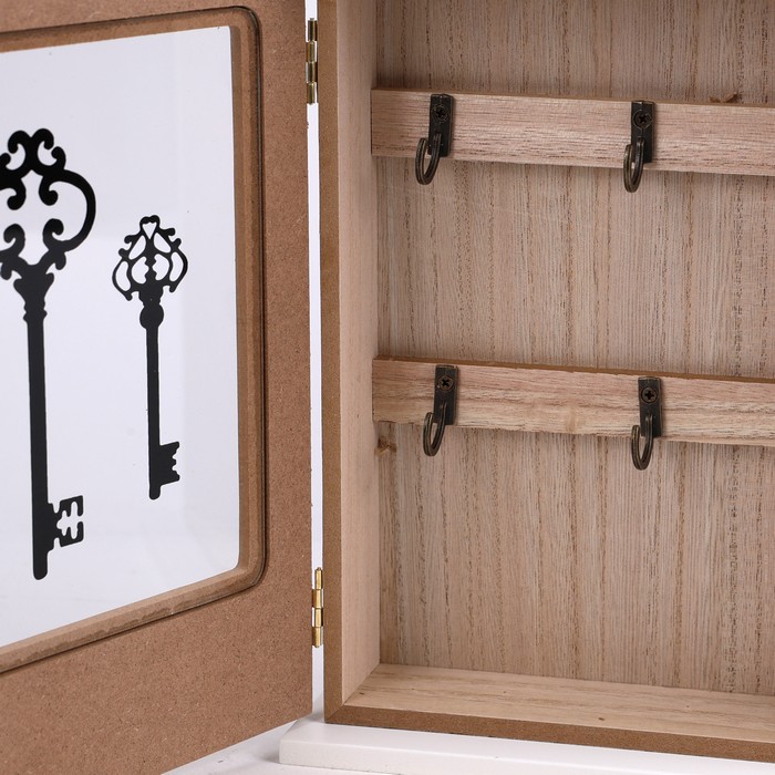 Key support, GS, Wood/Metal, 20x5x25.5 cm, white/cream