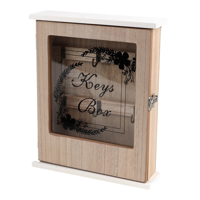 Key support, GS, Wood/Metal, 20x5x25.5 cm, white/cream, 6