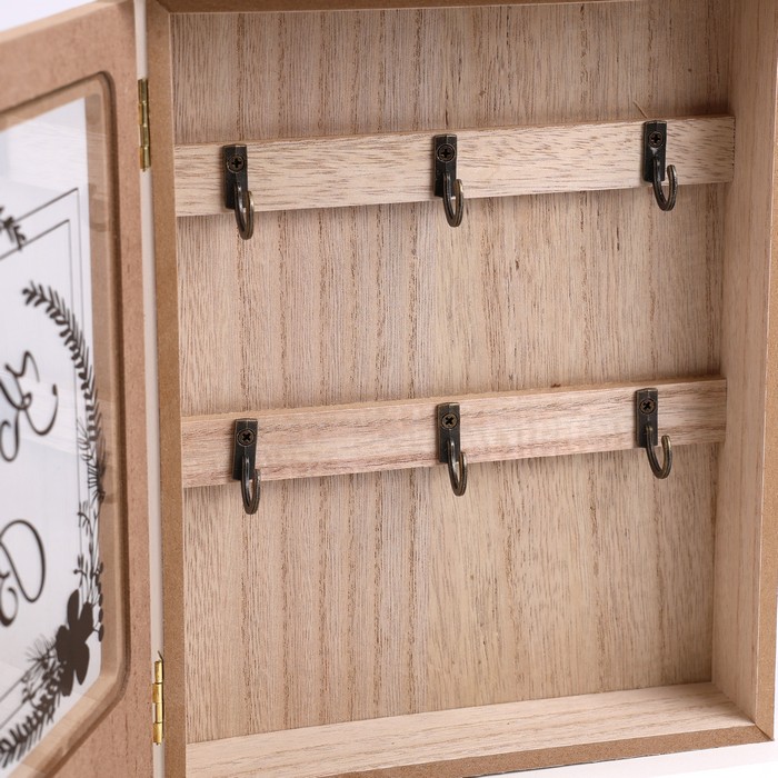 Key support, GS, Wood/Metal, 20x5x25.5 cm, white/cream, 6