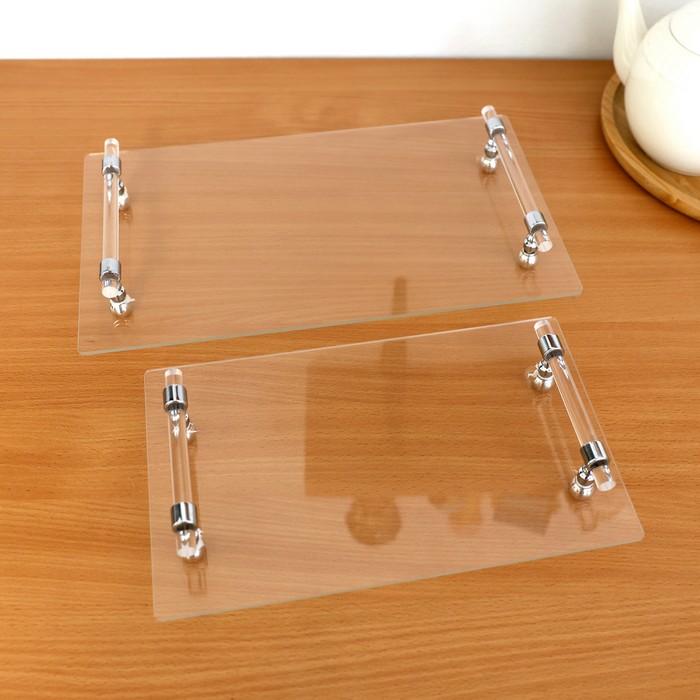 Набор подносов, GS, Акрил, Прозрачный, 32x20/40x24см