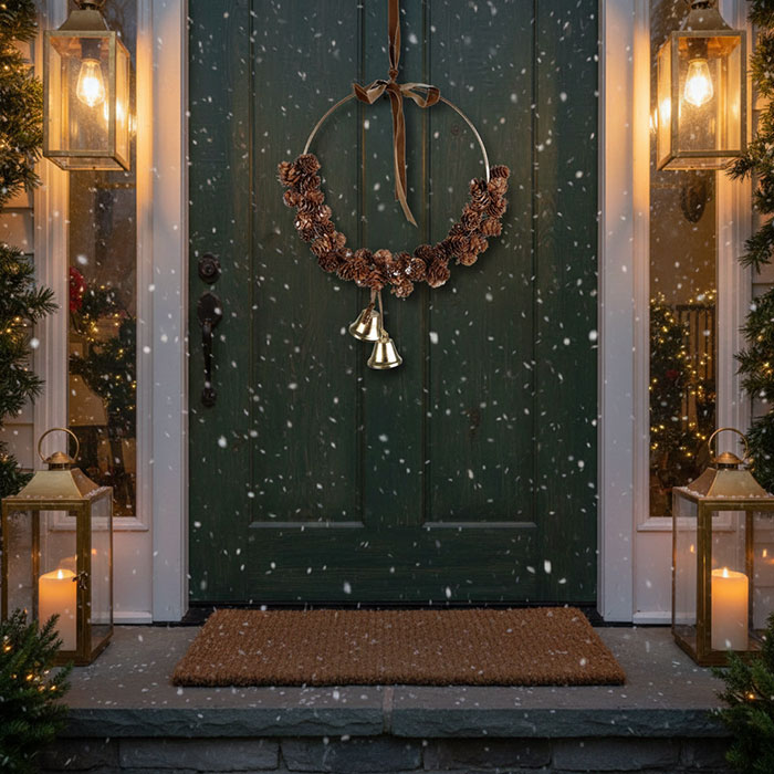 Coronita decorativa, GLOBAL CHRISTMAS, 30cm, Metal, Con, Maro/Auriu