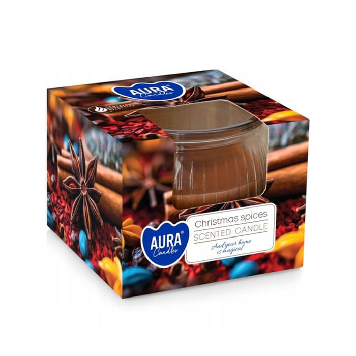 Scented candle, AURA, Christmas Spices, 18 hours, 80 gr, Brown