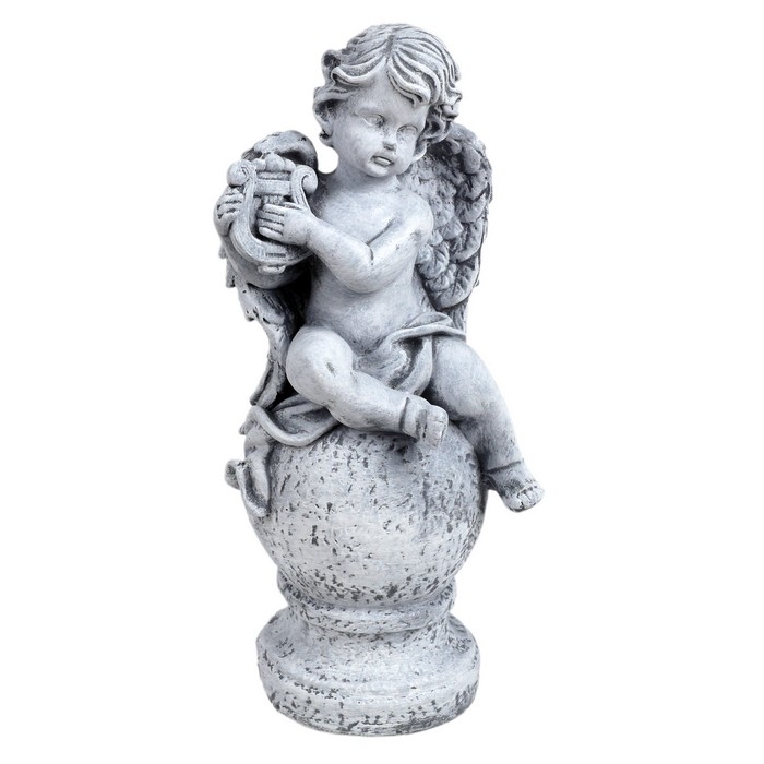 Suvenir inger cu arfa, ORIENS, Gri, 34cm, Gips