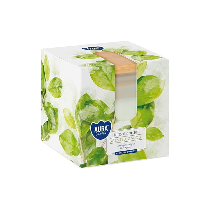 Ароматическая свеча, AURA, Herbal garden, 26 часов, 160гр, С крышкой