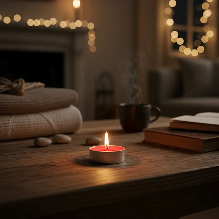 Set lumanari parfumate, AURA, Sweet fruits, 4 ore, 11gr, Roz Inchis, 6 buc