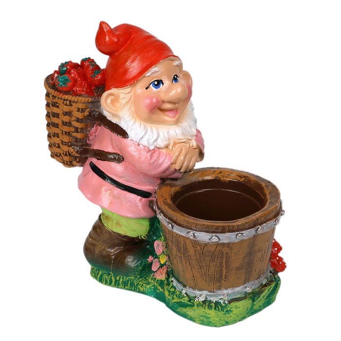 Figurina gradina pitic cu ghiveci, ORIENS, Gips, Multicolor