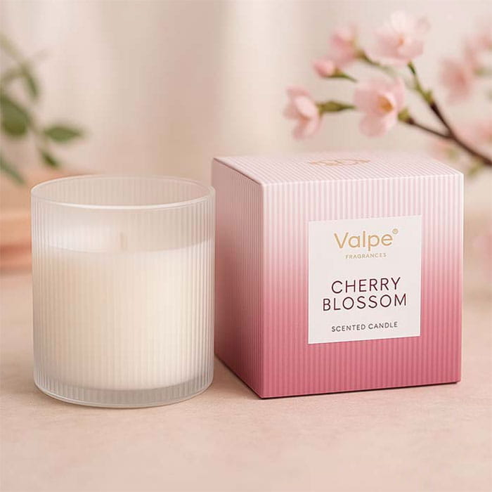Lumanare parfumata, VALPE FRAGRANCES, Cireasa, 50 ore, 400g, Alb