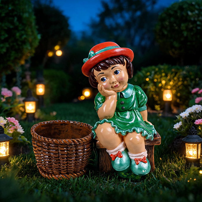 Garden figurine girl with pot, ORIENS, Mix, 40cm, Gypsum