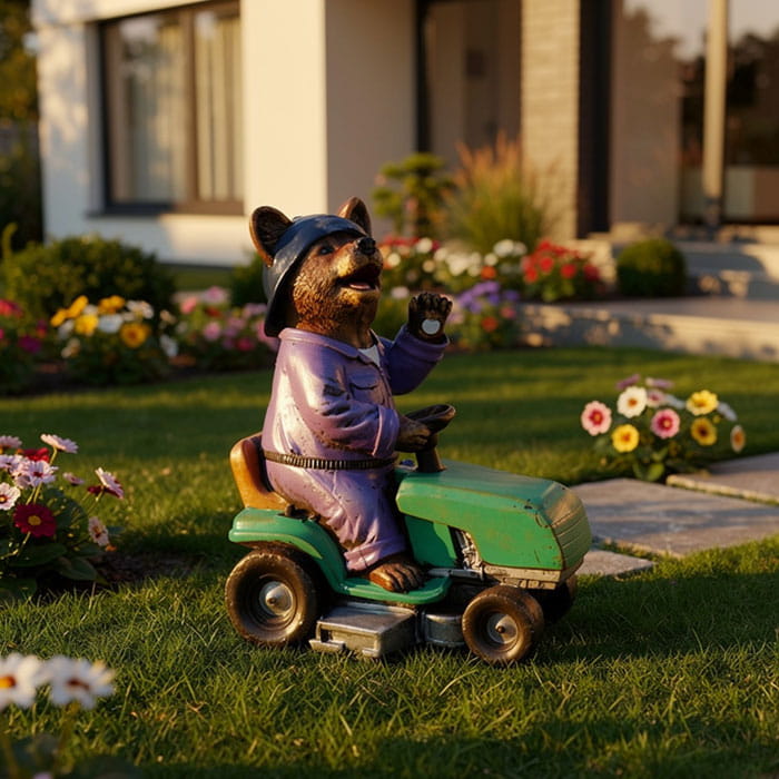 Teddy bear on a tractor, ORIENS, Multicolour, 40cm, Gypsum