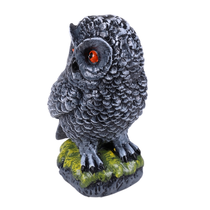 Figurina gradina bufnita, ORIENS, Gri, Gips