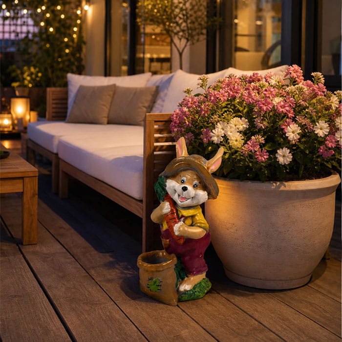 Garden figure rabbit with a bag, ORIENS, Mix, Gypsum