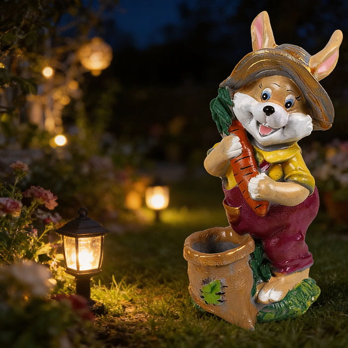 Garden figure rabbit with a bag, ORIENS, Mix, Gypsum