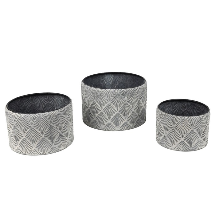 Набор цветочных горшков, GS, 3 предмета, Серый, Металл