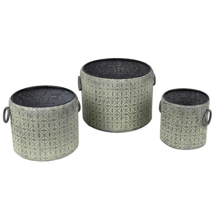 Набор цветочных горшков, GS, 3 предмета, Серый, Металл