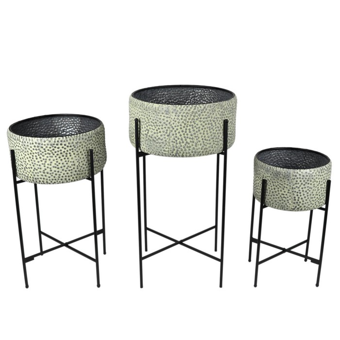 Набор цветочных горшков, GS, 3 предмета, Серый, Металл