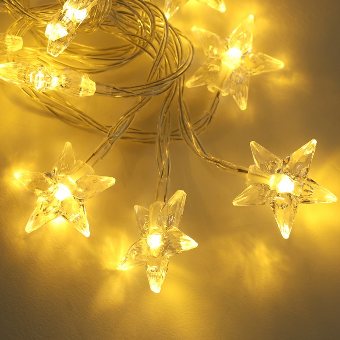 Instalatie luminoasa pe baterii, GLOBAL CHRISTMAS, 10 becuri, 2 m, Alb Cald, Baterie, Transparent