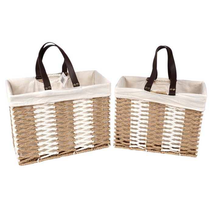 Набор корзин, GS, Плетеная пряжа/Текстиль, Кремовый