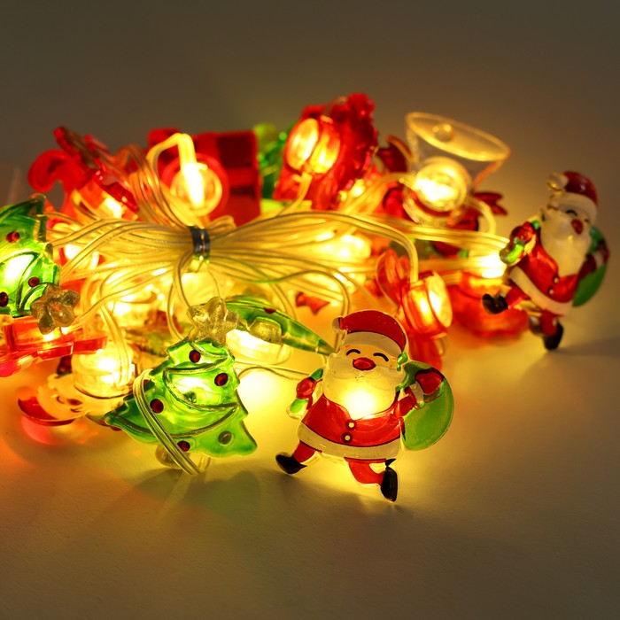 Instalatie luminoasa pe baterii, GLOBAL CHRISTMAS, 20 becuri, 2 m, Alb Cald, Baterie, Transparent, Lumina Calda