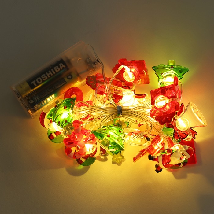 Instalatie luminoasa pe baterii, GLOBAL CHRISTMAS, 20 becuri, 2 m, Alb Cald, Baterie, Transparent, Lumina Calda