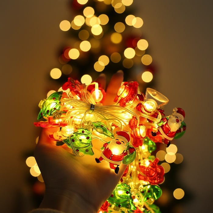 Instalatie luminoasa pe baterii, GLOBAL CHRISTMAS, 20 becuri, 2 m, Alb Cald, Baterie, Transparent, Lumina Calda