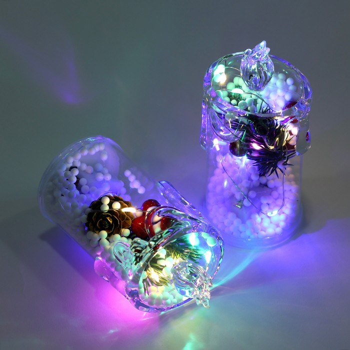 Decorative candle, GLOBAL CHRISTMAS, LED Lamps, 11.5 cm, Transparent, Plastic