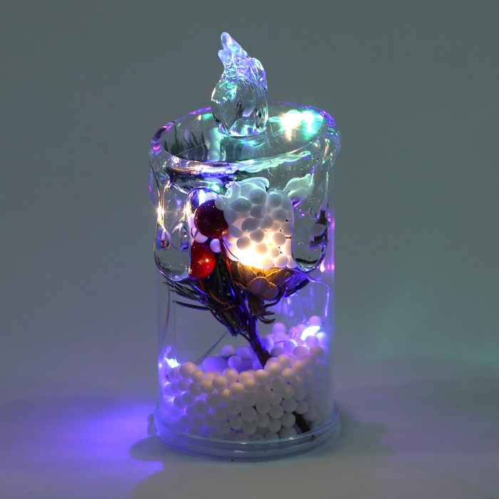 Decorative candle, GLOBAL CHRISTMAS, LED Lamps, 11.5 cm, Transparent, Plastic