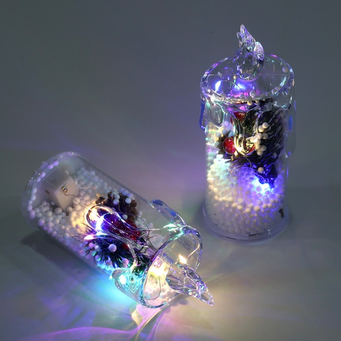 Decorative candle, GLOBAL CHRISTMAS, LED Lamps, 13cm, Transparent, Plastic
