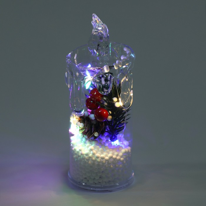 Decorative candle, GLOBAL CHRISTMAS, LED Lamps, 13cm, Transparent, Plastic