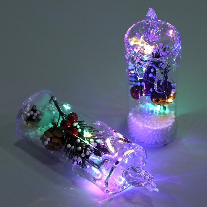 Decoratve candle, GLOBAL CHRISTMAS, LED Lamps, 15cm, Transparent, Plastic