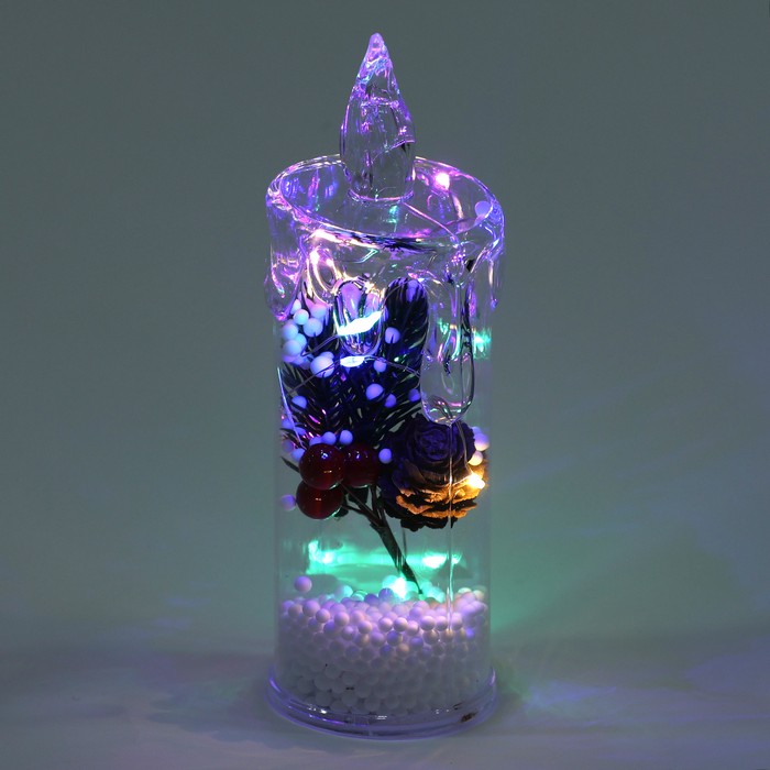 Decoratve candle, GLOBAL CHRISTMAS, LED Lamps, 15cm, Transparent, Plastic
