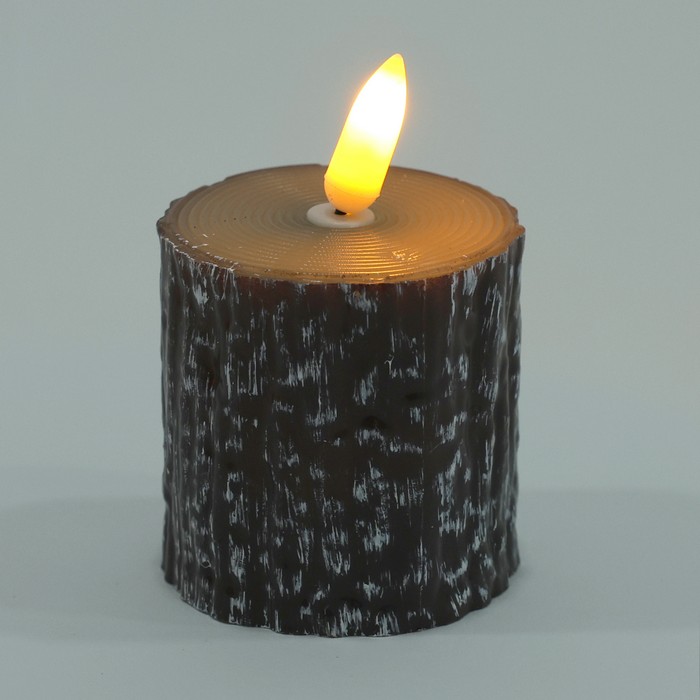 Decorative candle, GLOBAL CHRISTMAS, LED Lamps, Brown, Plastic