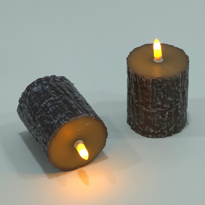 Decorative candle, GLOBAL CHRISTMAS, LED Lamps, Brown, Plastic
