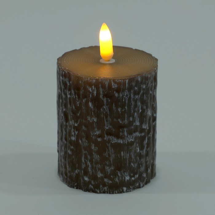 Decorative candle, GLOBAL CHRISTMAS, LED Lamps, Brown, Plastic