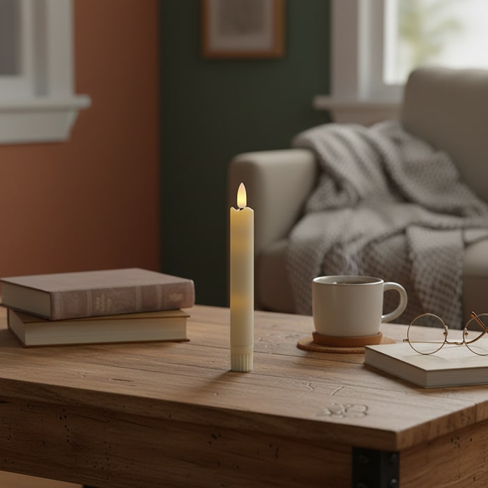 Set lumanari decorative, GS, 6 buc, 16cm, Crem, Plastic