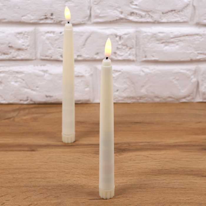 Set lumanari decorative, GS, Becuri LED, 2 buc, 21.5cm, Crem, Plastic