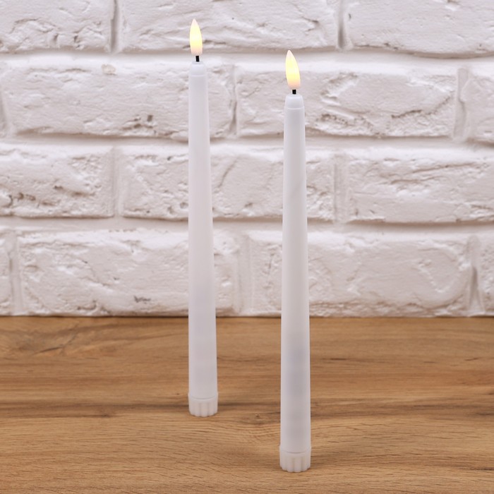 Decorative candles, GS, LED Lamps, 2 pcs, 27.5cm, White, Plastic
