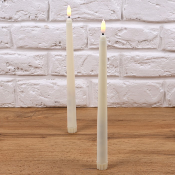 Set lumanari decorative, GS, Becuri LED, 2 buc, 27.5cm, Alb, Plastic